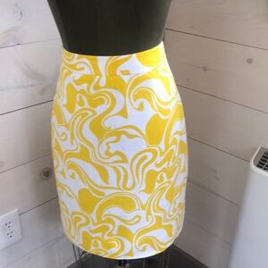 Yellow and White Patterned Women's Skirt